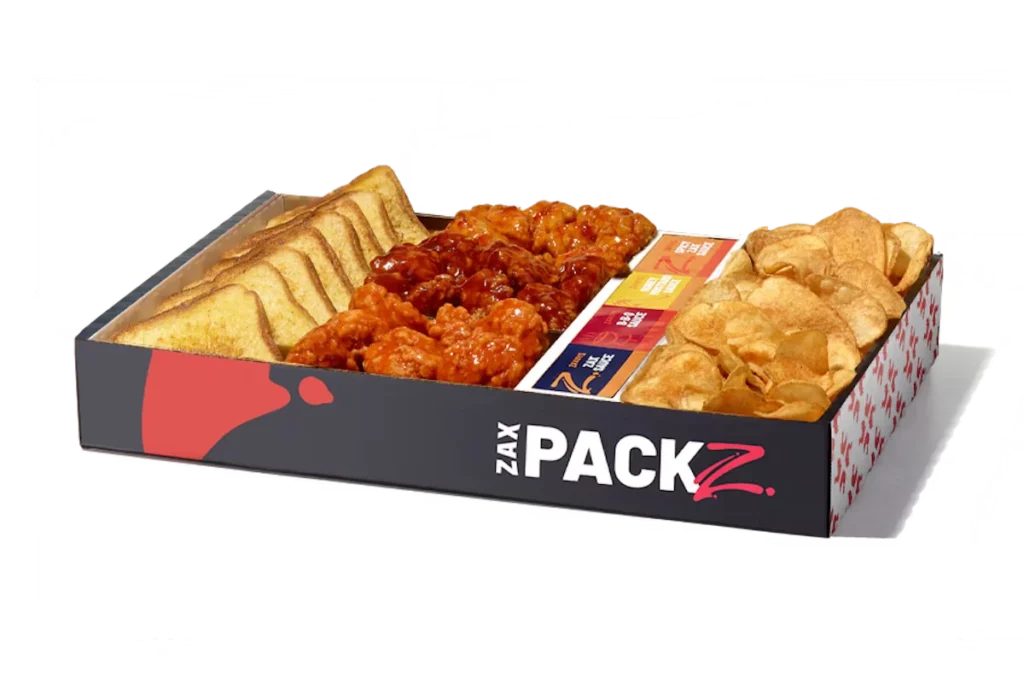 Discover Zaxby’s Menu Updated and Prices 2025! 63 Boneless Wings Zax Packz with Tater Chips