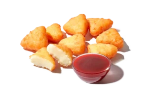 Fried Cheesecake Bites with Strawberry Sauce
