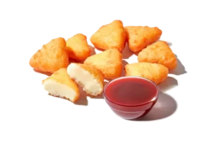 Fried Cheesecake Bites with Strawberry Sauce